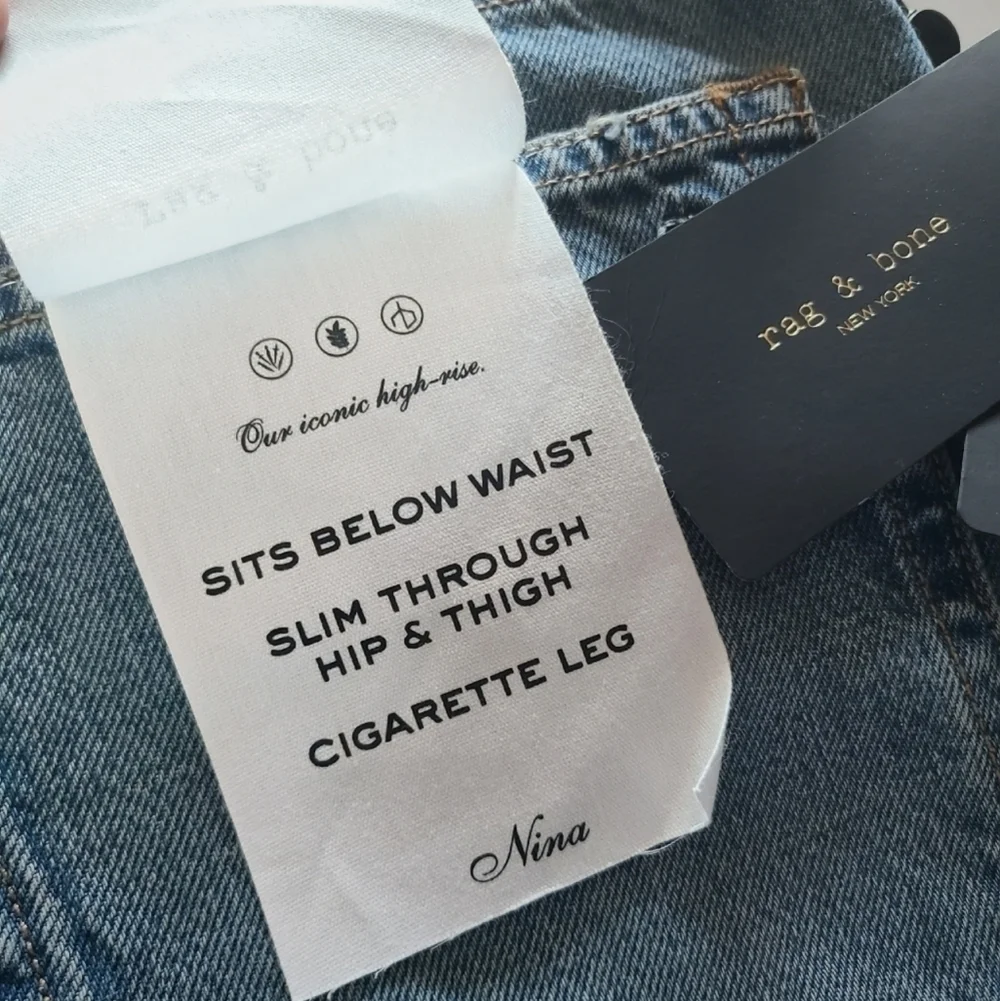 rag & bone Nina High Rise Ankle Cigarette Jeans, Size 32, NWT